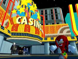 Knuckles in front of entrance to Casinopolis.