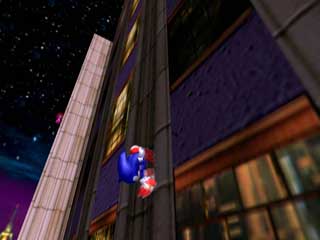 Sonic running down the building.