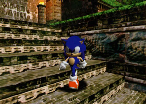 Sonic in front of the ancient Echidna temple.