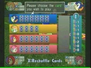 Shuffling cards. That's where Sonic Shuffle got its name from.